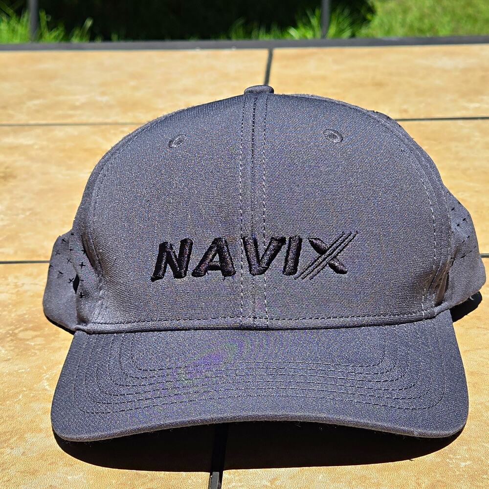 UNRL NAVIX Mid-Pro Performance Snapback Hat Gray Vented Laser Cut Athletic Cap